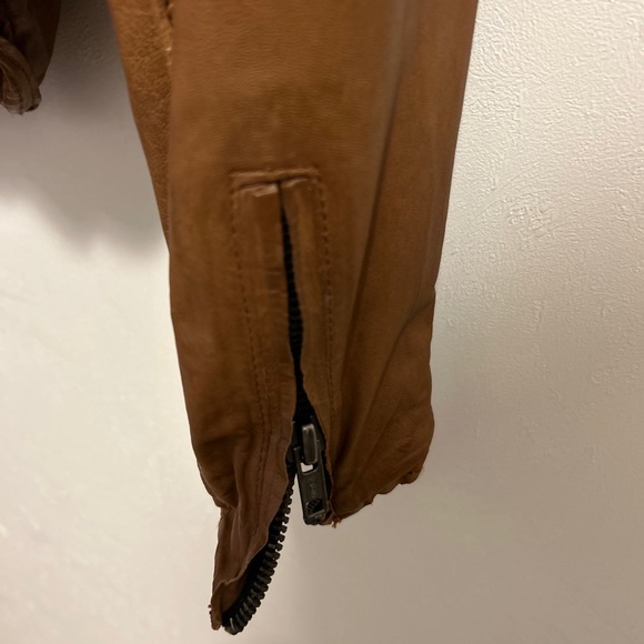 MUUBAA Moto Asymmetrical Lamb Leather Jacket in Burnt Sienna - Picture 3 of 6